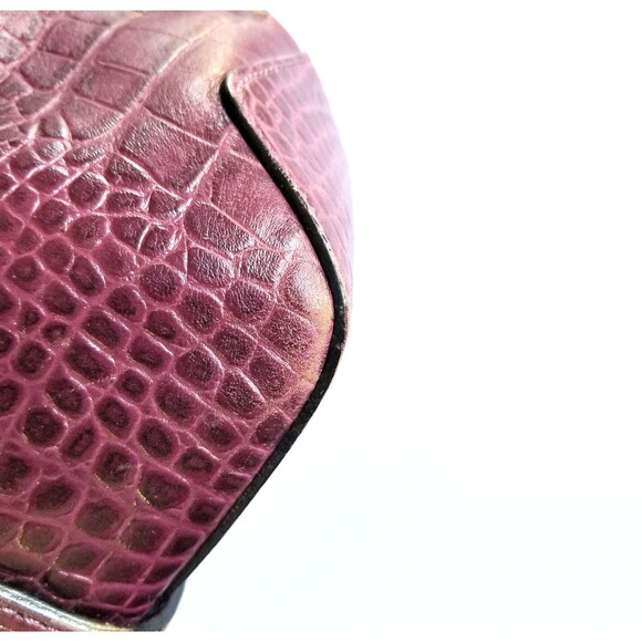 KATE SPADE Purple Stevie Carlsbad Leather Bag Embossed Croc Double Handles Purse - Picture 12 of 13